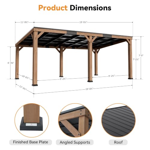 MODERNSHADE 12' x 20' Grill Gazebo Review: Hardtop Cedar Wood Shelter with Sloped Roof image 21