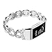 Wearlizer Compatible with Charge 2 Bands Metal Replacement Charge hr 2 Bands/Assesories/Strap Adjustable for Bands Charge 2 Bling Style Silver