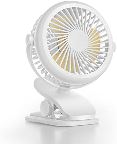 OBOSOE Portable Fan, Clip on &amp; Desk Personal Small Fan with 360 Degree Rotation, USB Rechargeable Battery Operated Electric Fan for Car, Stroller, Office, Bedroom, Traveling, Camping, White