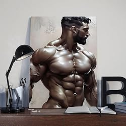 HMLZSJ Nude Muscle Male Torso Portrait Art Gay