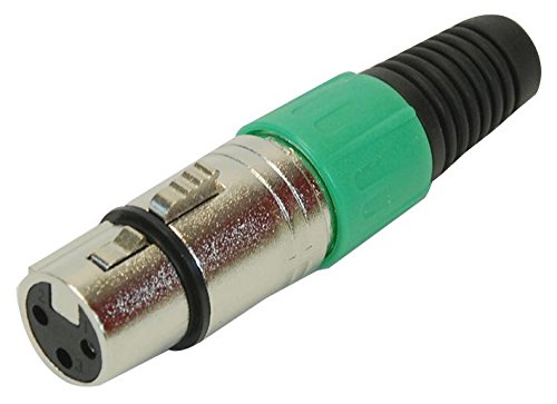 Pro Signal 3-Pole XLR Socket with Green Strain Relief – Cable Mount, Professional Metal Audio Connector - PSG01328