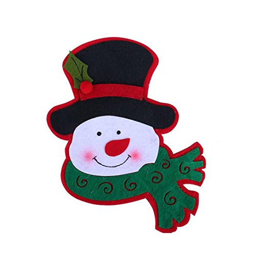 Christmas Tableware Bags,ZYooh Santa Claus, Elk, Snowman Style Silverware Holder Pockets (Snowman1)