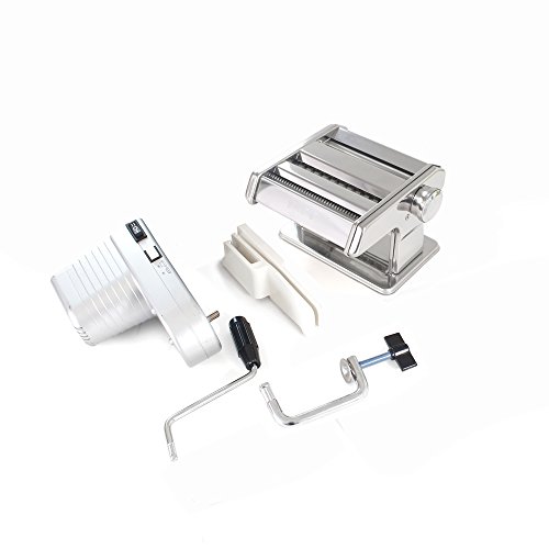 Shule Electric Pasta Maker Machine with Motor Set Stainless Steel Pasta Roller Machine Silver - Thumbnail 4
