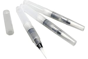 Water Brush Pens for Watercolor Painting, 3-Pack Round Tip Aquash Brush with Water Reservoir, 15.5CM