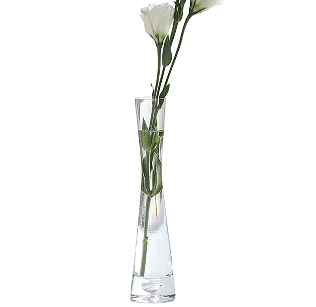 Hand-Made Blown Art Bud Glass Vase Clear Flower Bud Vase Single Stem Vases or Home and Office Décor.