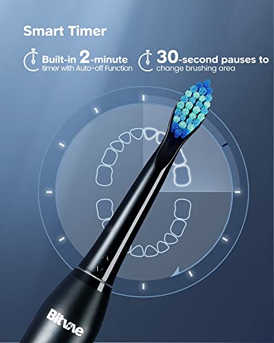 Bitvae Electric Toothbrush with 8 Brush Heads , 5 Modes Sonic Electric Toothbrush with Toothbrush Holder for Adults , Travel Rechargeable Power Toothbrush with Timer , Ultrasonic Toothbrush
