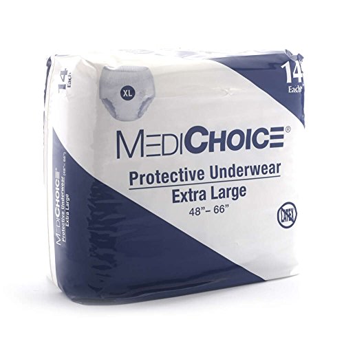 MediChoice Protective Underwear, Disposable Pull-Ons, Fits Waist 48'-66', XL, 1314PUW1625 (Case of 56)