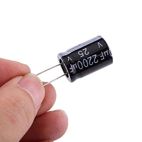Electrolytic Radial Capacitors, 125 Pcs 1uF~2200uF 25 Values Electrolytic Capacitors Circuit Parts Assortment Kit Set