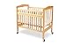 LA Baby Compact Non-folding Wooden Window Crib with Safety Gate, Natural