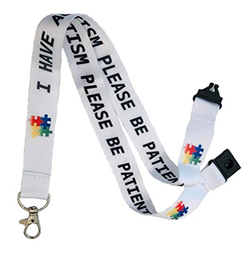 Autism Awareness - Please Be Patient i Have Autism - Neck Lanyard with Safety Break Away - Child & Adult Size (Adult Size)