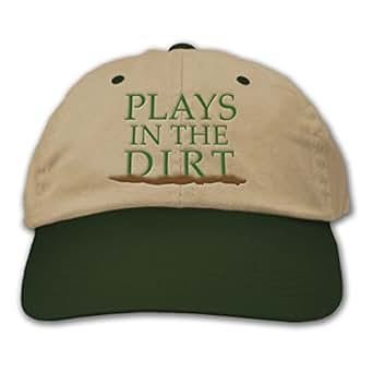 Womens red baseball cap fell in the dirt Womens red baseball cap fell in the dirt