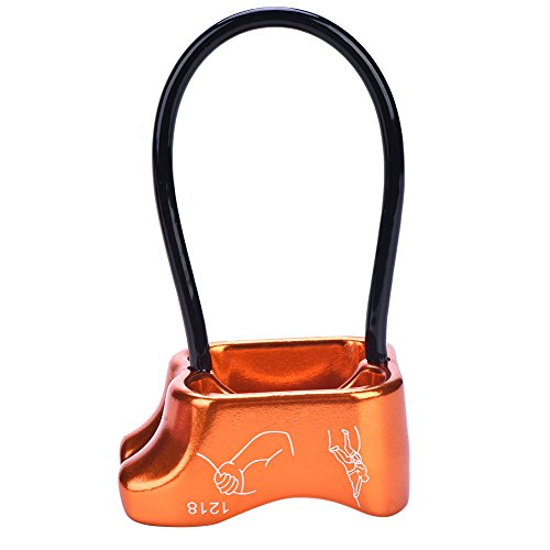 Professional Rock Climbing Rappel ATC Belay, Rappelling Protection Descender Device, Fall Arrest Protection Movable Self-locking Rope Grip for Outdoor Climbing and Rescue, Strong Safe Durable(Orange)