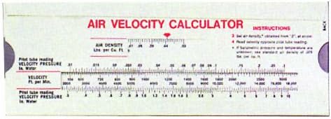 DwyerAir Velocity Calculator Slide Chart, A-532