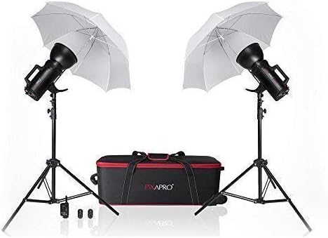 PIXAPROLUMI200 II Compact 200Ws Studio Flash Strobe Light in Photography Lighting 5600K Fast Recycling Time for E-commerce Product Portrait Photo Shoot Monolight Bowens Mount Twin Umbrella Kit