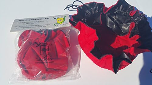 Red Blooming pocketed dice bag separate section to organize dice figures tokens RPG roll playing