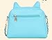 Large Size Women Bag,New Design Fashion Girls Cute PU Leather Cat Messenger Tote Shoulder Bag (Blue)