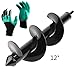 Auger Drill-Bit, LuvisR Garden Plant Flower Bulb Auger 3” x 12” Rapid Planter with Garden Gloves, Post or Umbrella Hole Digger for 3/8” Hex Drive Drill (3X12)