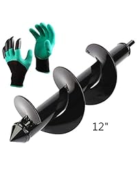 LuvisR - Broca para plantas de jardín, 1.2 x 4.7 in, con guantes para jardín, poste o sombrilla, para taladro hexagonal de 3 8 pulgadas