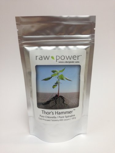 Thor's Hammer (400 tablets, pure chlorella/spirulina blend), Raw Power Organics brand