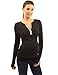 PattyBoutik Mama Notch Neck Trim Button Maternity Top (Black M)