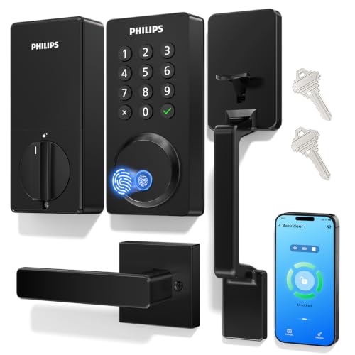 Philips Upgraded Wi-Fi Smart Front Door Lock Set, Fingerprint Keyless Entry Deadbolt,...