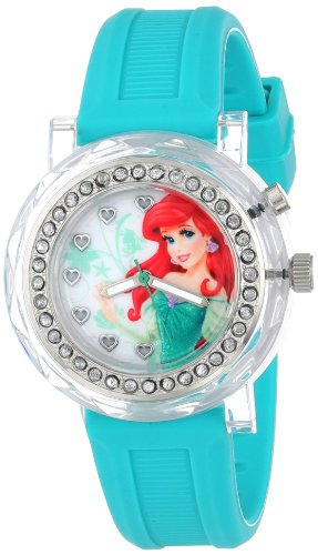 Disney Kids' PN1066 Rhinestone-Accented Watch with Turquoise Rubber Band