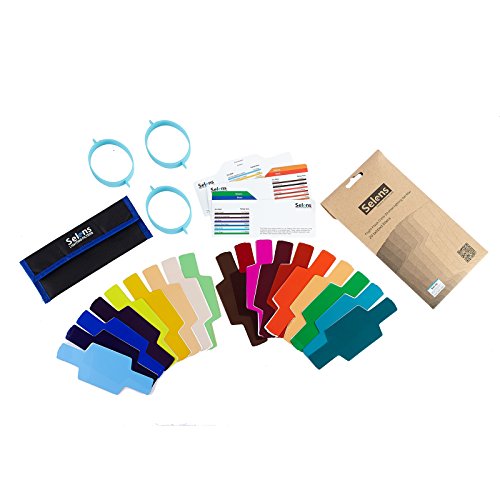 Selens Universal Flash Gels Lighting Filter 20 pcs Combination Kits for Camera Flashlight with 3