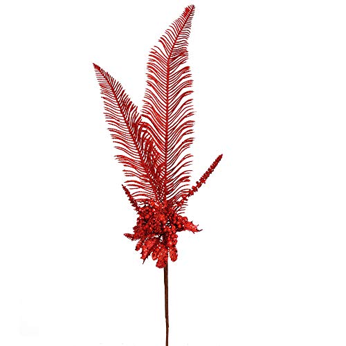 Vickerman 30" Red Glitter Fern Berry Artificial Christmas Spray. Includes 2 Spr…