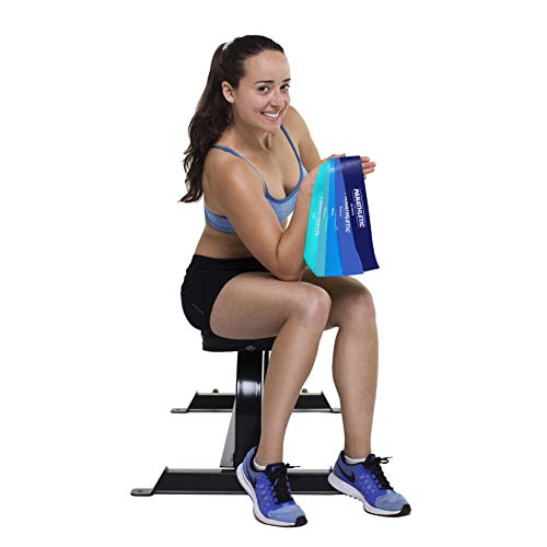 Panathletic-Fitnessbaender-5er-Set--5-Verschiedene-Staerken-Uebungsanleitung-eBook-auf-Deutsch-Tragebeutel--5X-Fitnessband-Theraband-Gymnastikband-Terrabaender-Widerstandsband-Fitness-Band