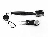 Honbay Golf Divot Repair Tool Set, Golf Brush and Groove Cleaner with Retractable Clip