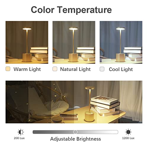 Hapfish Wireless Touch Bedside Lamp, 5000mAh 2PCS Rechargeable LED Table Lamp, Powerful USB Battery Desk Light, 3 Color Temperatures, for Bedside Office, Restaurant, Outdoor