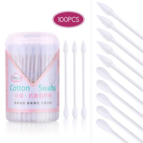 Cotton Swabs 100% Cotton Double Tipped 100 Pcs White Natural Paper Sticks Multipurpose Cotton Buds Cleaning Sterile Sticks