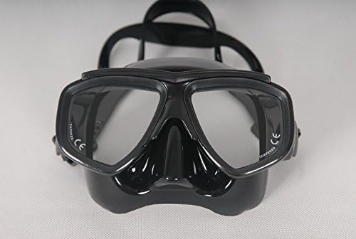 Ultra low volume black diving mask adult scuba mask Optical tempered glass lens freedive mask and flexable silicone snorkel set