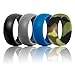Silicone Wedding Camo Ring For Men By DoerDo, Durable Rubber Sport Band For Active Style - 6 Rings Pack(Camouflage, Metal Look Silver, Metal Look Golden, Black, Grey, Blue)