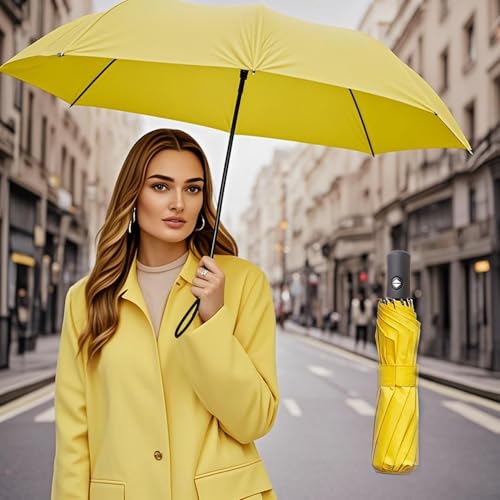 SIEPASA Windproof Travel Compact Umbrella-Automatic Umbrellas for Rain-Compact Folding Umbrella, Travel Umbrella Compact, Small Portable Windproof Umbrellas for Men Women Teenage. (Yellow)