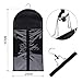 Hair Extensions Storage Bag, Portable Carrier, Virgin Hair Wig Storage Bag, Transparent Zip Up Closure, Protection case with Wooden Clip In Hair Hanger- Blackthumb 2