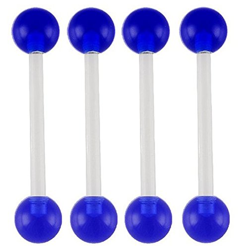14g 14 gauge 19mm clear acrylic tongue bars nipple barbell rings balls straight lot ABTE Piercing 4Pcs