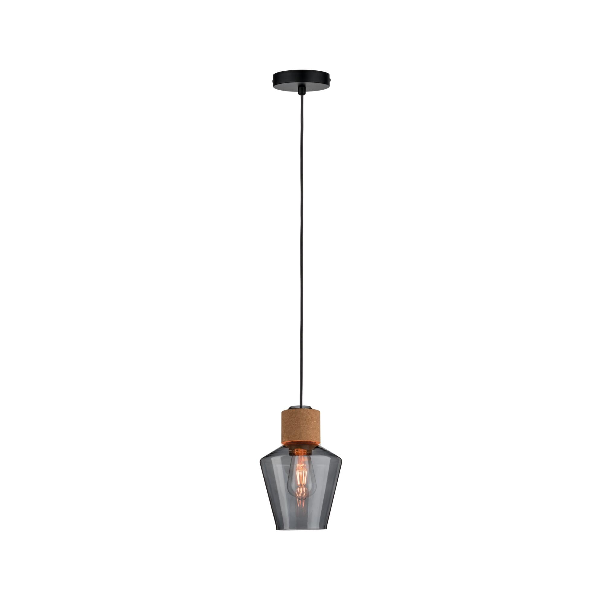 Paulmann 79740 Neordic Edla Pendant luminaire max. 1x20W Pendant lamp for E27 Lamps Ceiling lamp Smoke Glass/Cork/Black 230V Without lamp