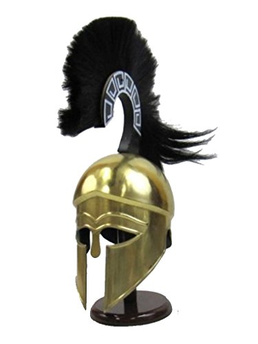 GREEK HELMET WITH PLUME BRASS PLATED