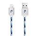 Paracable® Paracord Wrapped iPhone Lightning Cable (Glacier) | Braided Fabric Wrapped Lightning to USB Tangle Free with Aluminum Ends. Monochromatic Blue and White iPhone Charger.