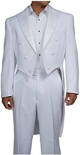 MLT Men's 2 Pieces White X-long Morning Suits (L)