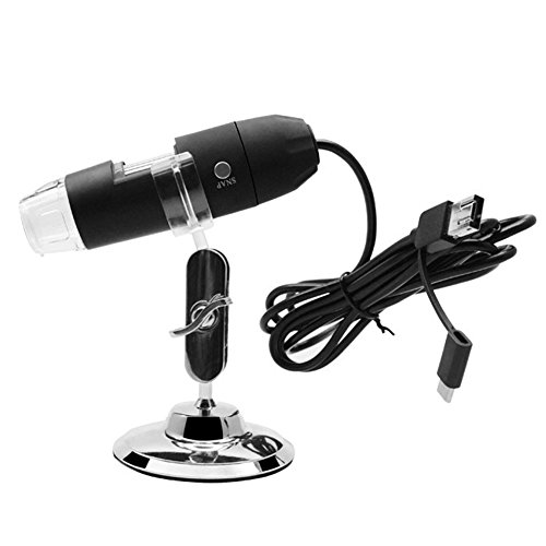 USB Microscope, 1000x 2 Million Pixel Magnification Endoscope, 8 LED USB 2.0/ USB 1.1 Digital Microscope, Mini Camera with OTG Adapter and Metal Stand, Compatible with Android 4.2/Win Vista/7/8/10 etc