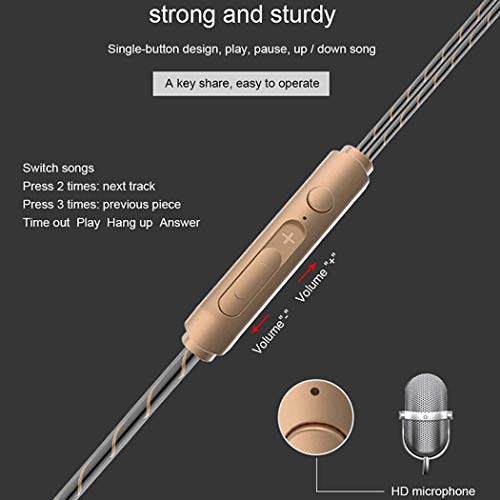 Dual Bass Speakers Earphones HiFi Headset Earbuds in-Ear Headphones Built in Microphone for Laptops, Desktop PC Computers, Samsung iPhone Mobile Phones and Other 3.5mm Jack Support Audio Devices EP801