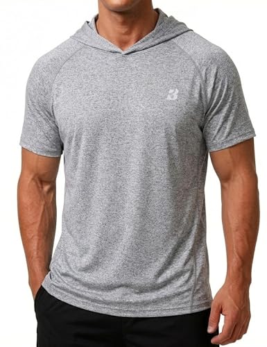 Roadbox Mens UPF 50+ Short Sleeve Hoodie, Lightweight Workout Athletic Top at Amazon