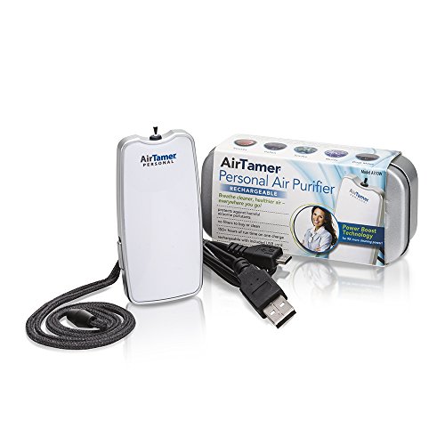 AirTamer A310 |Personal Rechargeable and Portable Air Purifier | Negative Ion Generator | Purifies Air Eliminating Germs, Dust, Viruses, Bacteria, Allergens, Mold, Odors, and More | White