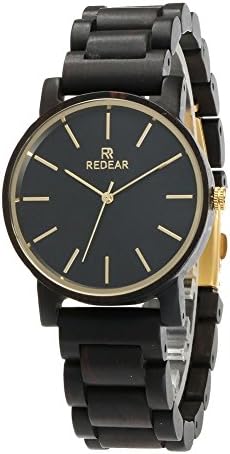Wooden Watch, Real Black Sandalwood Analog Quartz Couple Wristwatch for Lovers Gift (Male)