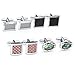 Zysta 4 Pairs Casual Elegant Cufflinks Textured Fashion Stainless Steel Men French Tuxedo Shirt Formal Dress Party Prom Luxury Classic Set Wedding Business Cuff Links
