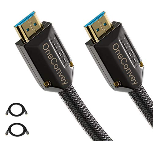 OneConvey 4K HDMI Cable 3 Feet 2 Pack -Ultra High Speed 18Gbps Support Ethernet/ARC 28AWG OD8.6mm Video 4K UHD 2160 HD 1080P 3D Xbox PS PS3 PS4 Apple 4K TV Gold Plated Copper Connectors