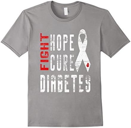 Mens Type 1 Diabetes Awareness T-Shirt - Cure Diabetes Medium Slate