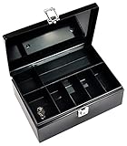 South Main Hardware 810176 Steel Cash Box with 7-Compartment Insert Tray, Black, Medium